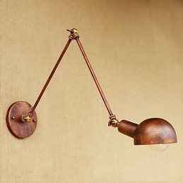 Semplice caratteristica di pittura vintage country per applique da parete con luce ambientale e protezione degli occhi con braccio oscillante in stile mini