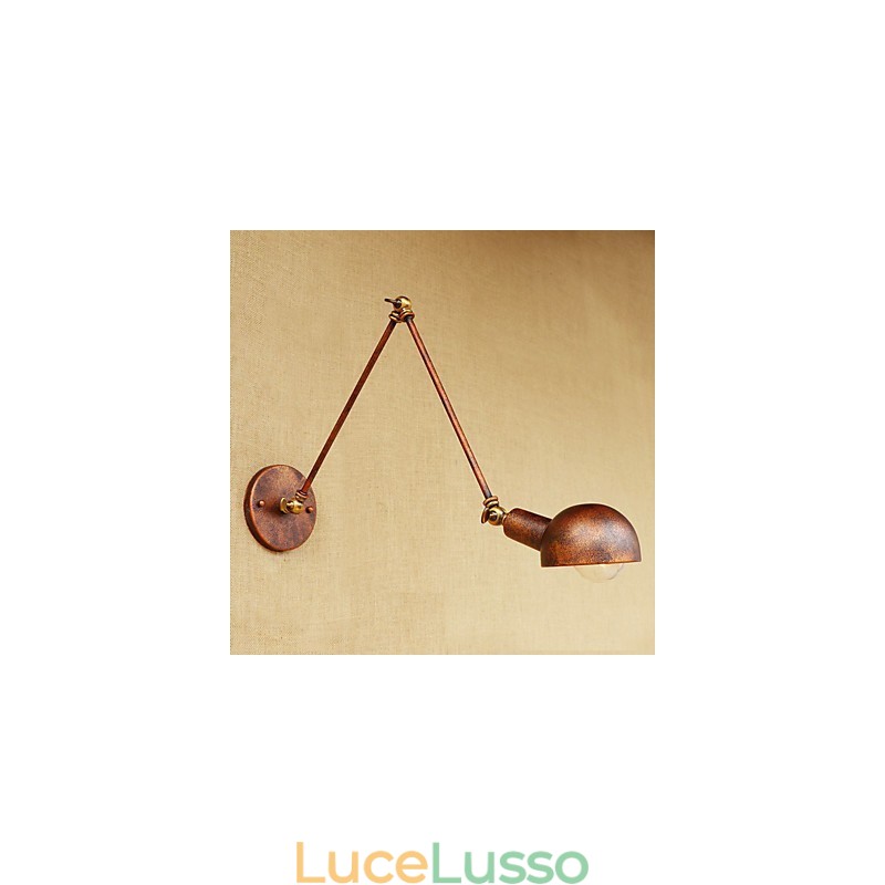 Semplice caratteristica di pittura vintage country per applique da parete con luce ambientale e protezione degli occhi con braccio oscillante in stile mini