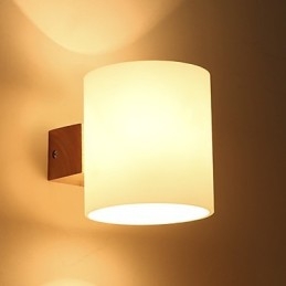 Lampada da parete in stile country con protezione per gli occhi, in stile mini, con luce da parete, in legno di tronchi, per camera da letto, comodino