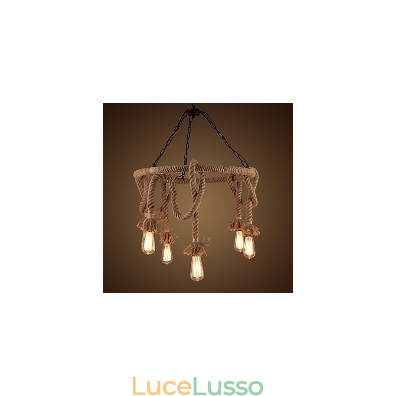 Lampadario in canapa country americana