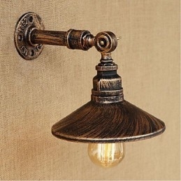Lampada da parete in stile industriale nordico con tubo dell'acqua, luce da parete marrone antico