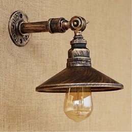 Lampada da parete in stile industriale nordico con tubo dell'acqua, luce da parete marrone antico