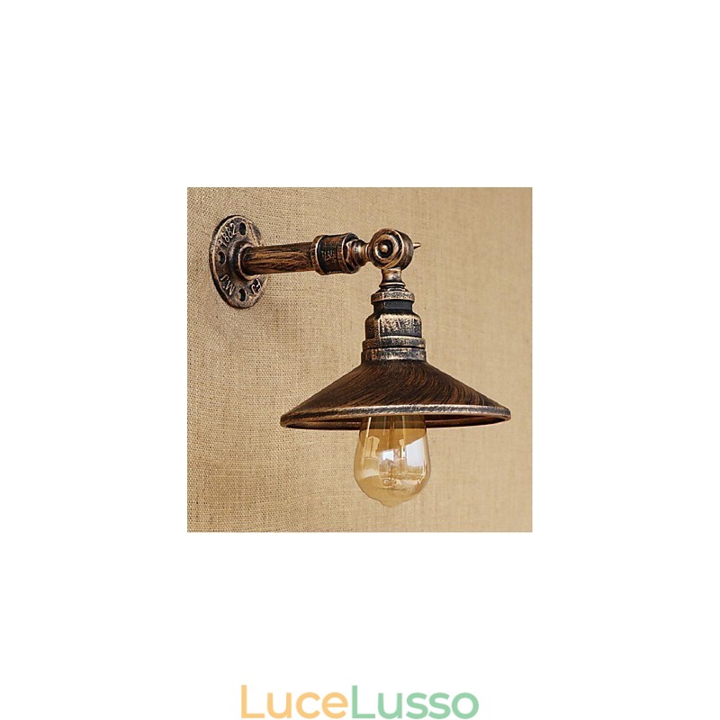 Lampada da parete in stile industriale nordico con tubo dell'acqua, luce da parete marrone antico