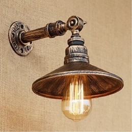 Lampada da parete in stile industriale nordico con tubo dell'acqua, luce da parete marrone antico