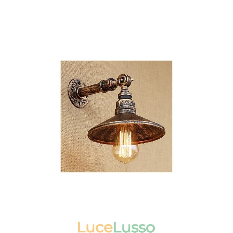 Lampada da parete in stile industriale nordico con tubo dell'acqua, luce da parete marrone antico