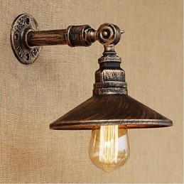 Lampada da parete in stile industriale nordico con tubo dell'acqua, luce da parete marrone antico