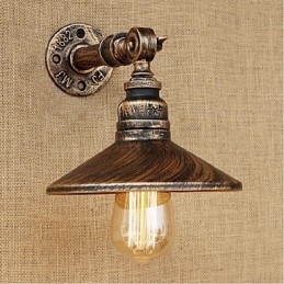 Lampada da parete in stile industriale nordico con tubo dell'acqua, luce da parete marrone antico