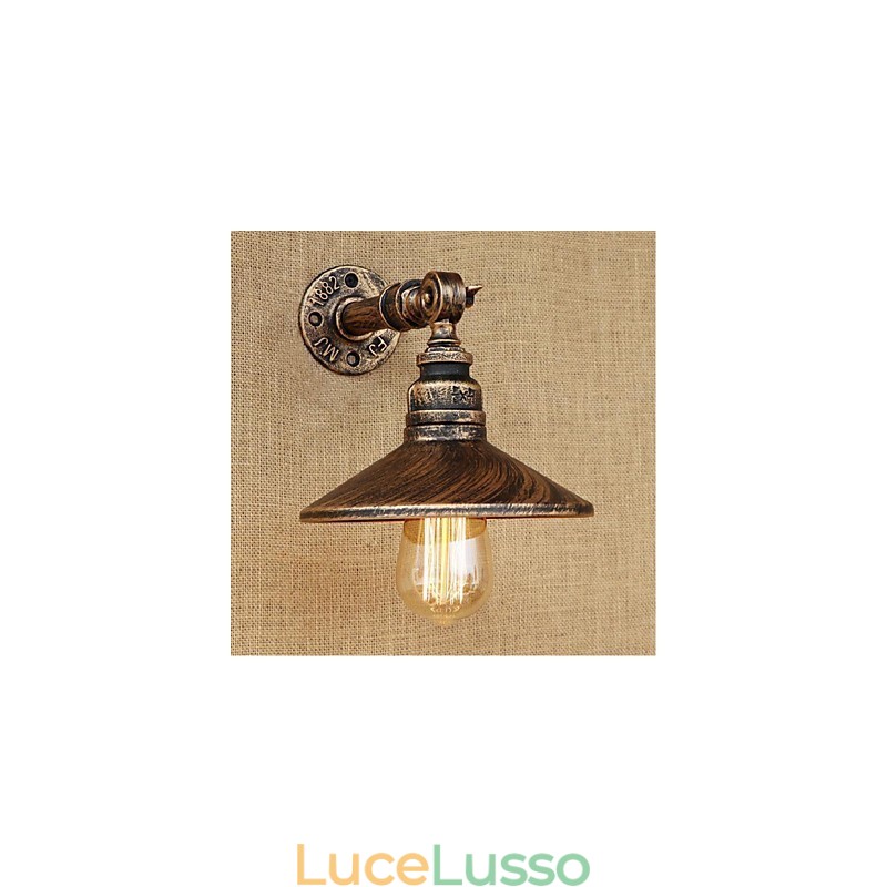 Lampada da parete in stile industriale nordico con tubo dell'acqua, luce da parete marrone antico
