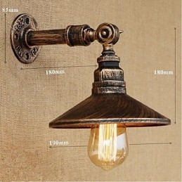 Lampada da parete in stile industriale nordico con tubo dell'acqua, luce da parete marrone antico