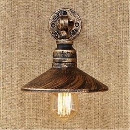 Lampada da parete in stile industriale nordico con tubo dell'acqua, luce da parete marrone antico