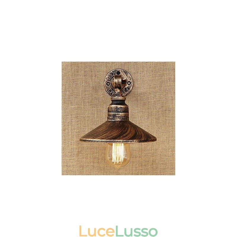 Lampada da parete in stile industriale nordico con tubo dell'acqua, luce da parete marrone antico