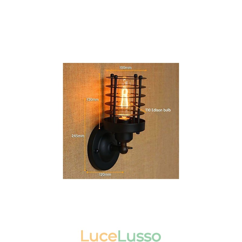 Applique da parete rustica in ottone anticato per luce ambientale, applique da parete