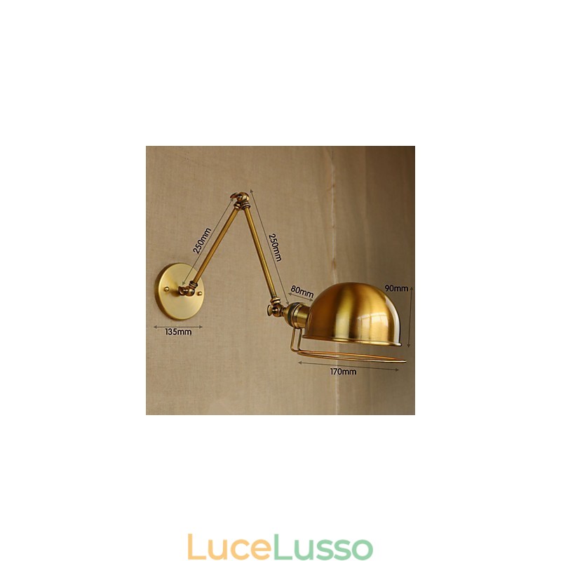 Lampada da parete decorativa con braccio in ferro, in stile retrò europeo industriale, con carattere da villaggio