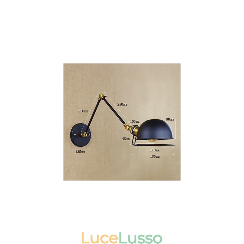 Lampada da parete decorativa con braccio in ferro, in stile retrò europeo industriale, illuminazione da villaggio