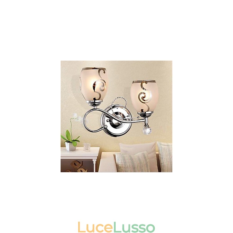 Moderna caratteristica contemporanea elettroplaccata per applique da parete in stile mini in cristallo con luce ambientale