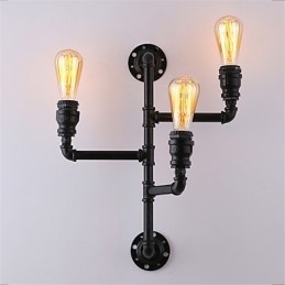 Applique da parete vintage in tubo industriale nero luci creative ristorante caffetteria bar decorazione illuminazione con 3 luci finitura verniciata
