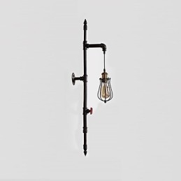 Applique da parete retrò in tubo industriale, semplice loft, gabbia per uccelli nera, metallo, soggiorno, sala da pranzo, cucina, bar, caffetteria, decorazione, illuminazione