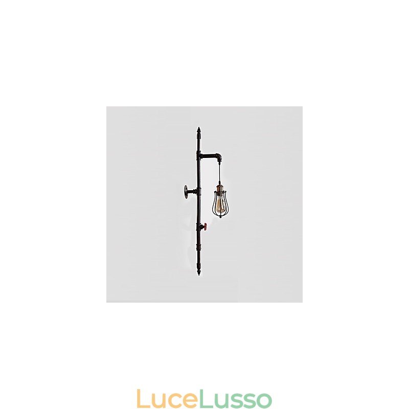 Applique da parete retrò in tubo industriale, semplice loft, gabbia per uccelli nera, metallo, soggiorno, sala da pranzo, cucina, bar, caffetteria, decorazione, illuminazione