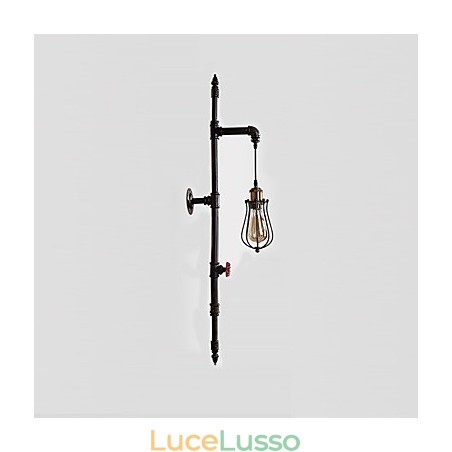 Applique da parete retrò in tubo industriale, semplice loft, gabbia per uccelli nera, metallo, soggiorno, sala da pranzo, cucina, bar, caffetteria, decorazione, illuminazione Applique da parete retrò in tubo industriale, semplice loft, gabbia per uccelli nera, metallo, soggiorno, sala da pranzo, cucina, bar, caffetteria, decorazione, illuminazione
