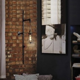 Applique da parete retrò in tubo industriale, semplice loft, gabbia per uccelli nera, metallo, soggiorno, sala da pranzo, cucina, bar, caffetteria, decorazione, illuminazione