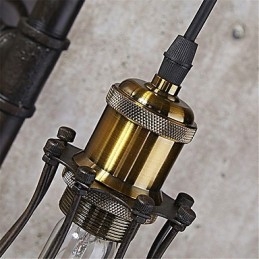 Applique da parete retrò in tubo industriale, semplice loft, gabbia per uccelli nera, metallo, soggiorno, sala da pranzo, cucina, bar, caffetteria, decorazione, illuminazione