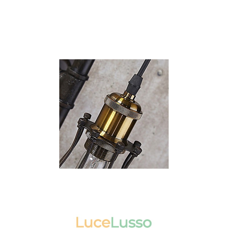 Applique da parete retrò in tubo industriale, semplice loft, gabbia per uccelli nera, metallo, soggiorno, sala da pranzo, cucina, bar, caffetteria, decorazione, illuminazione