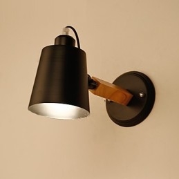 Applique da parete in legno vintage Art Deco in metallo rustico per soggiorno, sala da pranzo, corridoio, lampada da parete nera e bianca opzionale