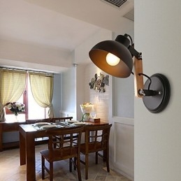 Applique da parete in legno vintage Art Deco in metallo rustico per soggiorno, sala da pranzo, corridoio, lampada da parete nera e bianca opzionale