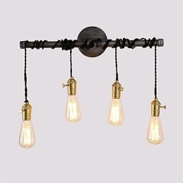 Applique da parete vintage in tubo industriale con interruttore, luci creative, illuminazione decorativa per ristoranti, bar e caffetterie, con finitura verniciata a 4 luci