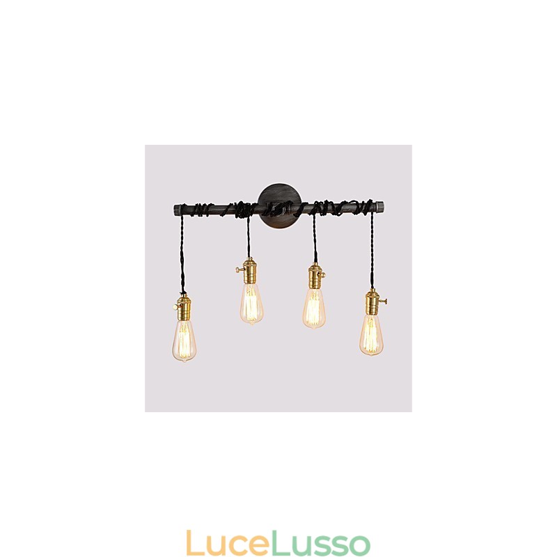 Applique da parete vintage in tubo industriale con interruttore, luci creative, illuminazione decorativa per ristoranti, bar e caffetterie, con finitura verniciata a 4 luci