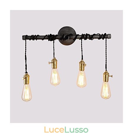 Applique da parete vintage in tubo industriale con interruttore, luci creative, illuminazione decorativa per ristoranti, bar e caffetterie, con finitura verniciata a 4 luci Applique da parete vintage in tubo industriale con interruttore, luci creative, illuminazione decorativa per ristoranti, bar e caffetterie, con finitura verniciata a 4 luci