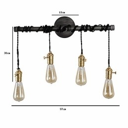 Applique da parete vintage in tubo industriale con interruttore, luci creative, illuminazione decorativa per ristoranti, bar e caffetterie, con finitura verniciata a 4 luci