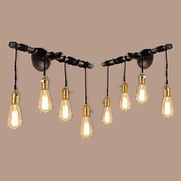 Applique da parete vintage in tubo industriale con interruttore, luci creative, illuminazione decorativa per ristoranti, bar e caffetterie, con finitura verniciata a 4 luci
