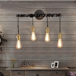 Applique da parete vintage in tubo industriale con interruttore, luci creative, illuminazione decorativa per ristoranti, bar e caffetterie, con finitura verniciata a 4 luci
