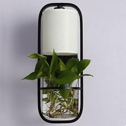 Lampada da parete in vetro con pianta in vaso creativa in ferro moderno
