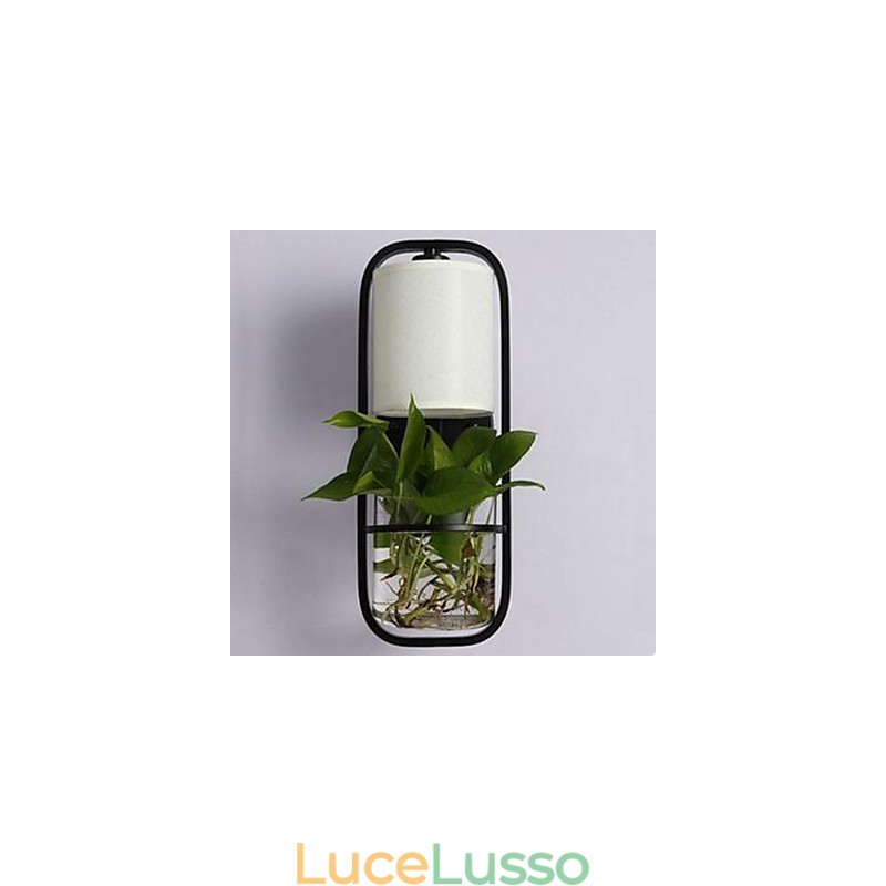 Lampada da parete in vetro con pianta in vaso creativa in ferro moderno