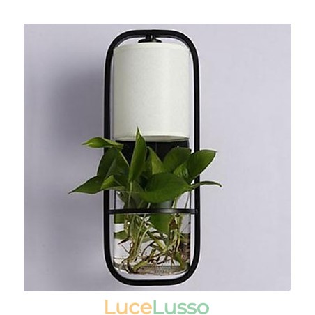Lampada da parete in vetro con pianta in vaso creativa in ferro moderno Lampada da parete in vetro con pianta in vaso creativa in ferro moderno