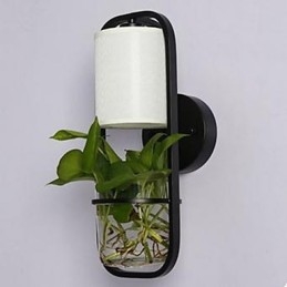 Lampada da parete in vetro con pianta in vaso creativa in ferro moderno