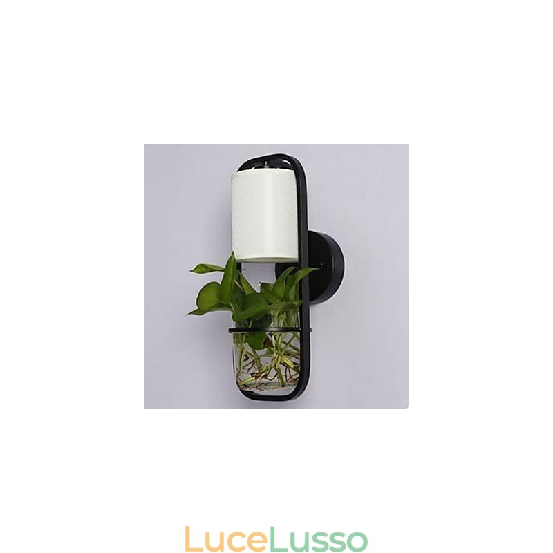 Lampada da parete in vetro con pianta in vaso creativa in ferro moderno