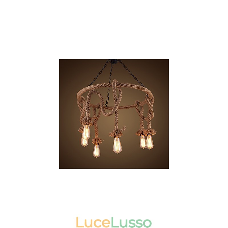 Lampadario in canapa country americana