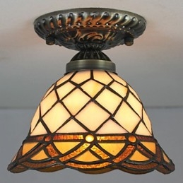Lampada a cupola con vetrate artistiche rurali europee che assorbono la luce