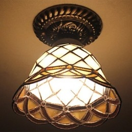 Lampada a cupola con vetrate artistiche rurali europee che assorbono la luce