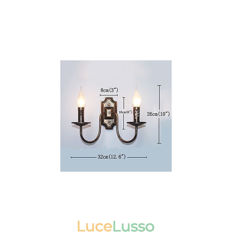 Lampada da parete semplice retrò Corridoio Corridoio Lampada a doppia testa Camera da letto Soggiorno Lampada da parete Illuminazione