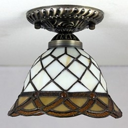 Lampada a cupola con vetrate artistiche rurali europee che assorbono la luce