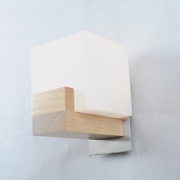 Lampada da parete semplice Lampada da comodino con paralume in vetro e legno massello per camera da letto Cassettiera Soggiorno Cameretta per bambini Dormitorio universitario Tavolino da caffè Libreria