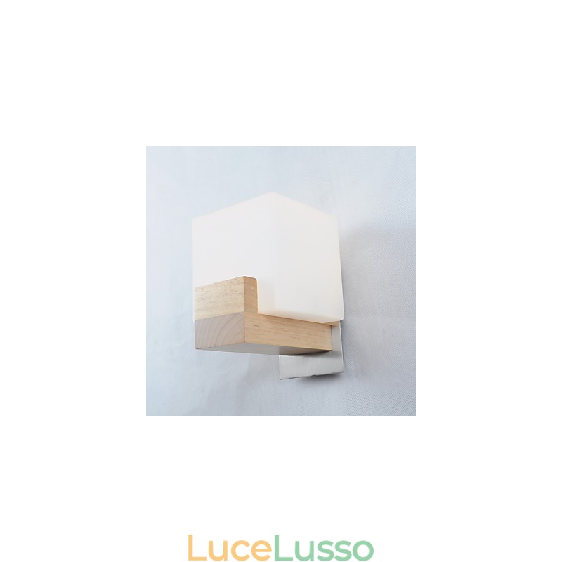 Lampada da parete semplice Lampada da comodino con paralume in vetro e legno massello per camera da letto Cassettiera Soggiorno Cameretta per bambini Dormitorio universitario Tavolino da caffè Libreria