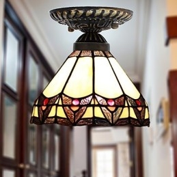 Lampada a cupola con vetrate artistiche rurali europee che assorbono la luce