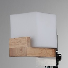 Lampada da parete semplice Lampada da comodino con paralume in vetro e legno massello per camera da letto Cassettiera Soggiorno Cameretta per bambini Dormitorio universitario Tavolino da caffè Libreria