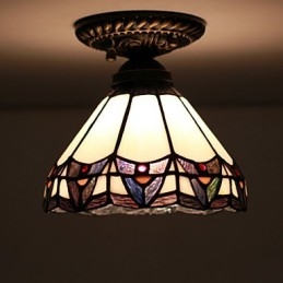 Lampada a cupola con vetrate artistiche rurali europee che assorbono la luce