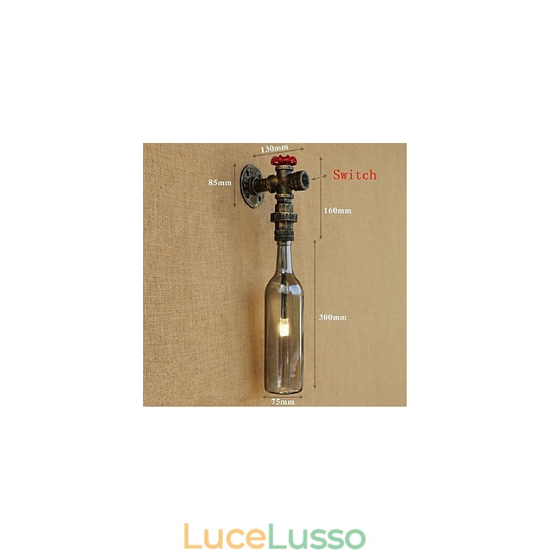 Lampada da parete a forma di bottiglia d'acqua grigio fumo